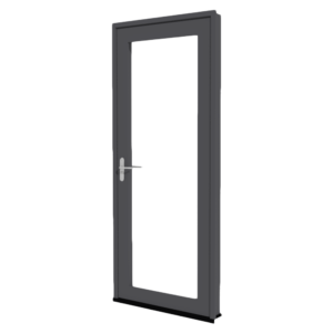 Aluminium-Drehflügeltür, seitlich geöffnet